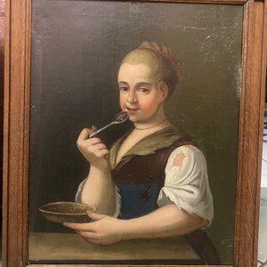 Beautiful Valuable Baroque lady portrait painting, 18th Century Antique oil on canvas, Austrian Hungarian Empire
