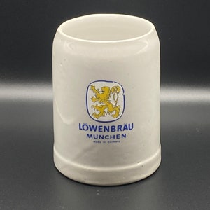 Vintage Stein German Beer Mug, Lowenbrau Munchen, made in Germany, half liter mug