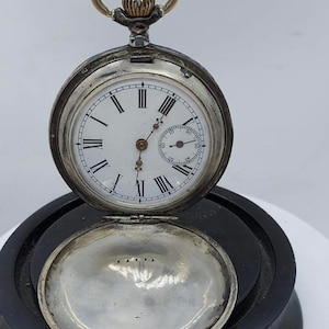 Antique working silver opening pocket watch 1870 Wilhelm Ancre Remontoir, 16 rubis, spiral brequet, personalized gift, Swiss pocket watch