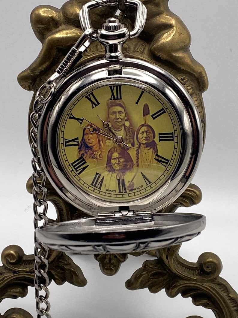 Vintage Native American Pocket Watch, Pocket Watch With a Chain