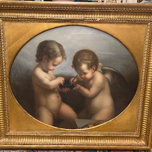 19th Century Old Master Painting, Antique Painting, Angels painting, Cherubs painting,