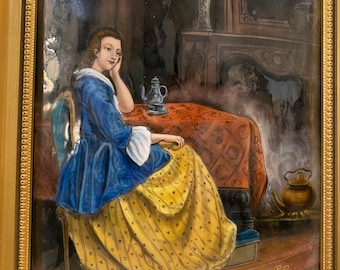 Very Rare ! 19th Century French Enamel on Copper, Portrait of a Lady, Signed, French Art Collection