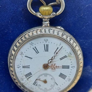Working antique silver pocket watch Remontoir 6 rubis engraved monogram, man’s pocket watch, personalized gift, anniversary gift