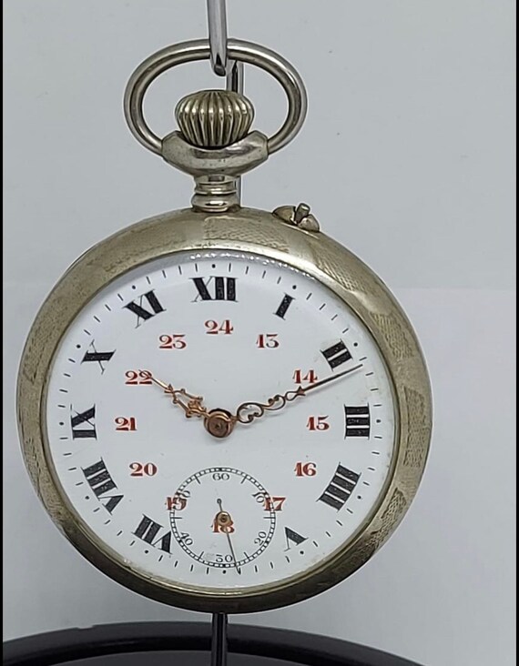 1900 antique pocket watch, Silver plated watch, Ge