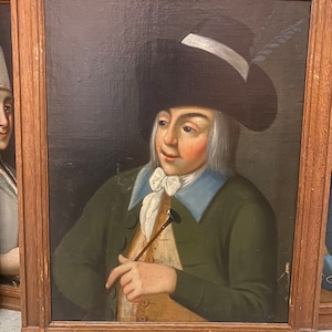 Beautiful Valuable Baroque man portrait painting, 18th Century Antique oil on canvas, Austrian Hungarian Empire