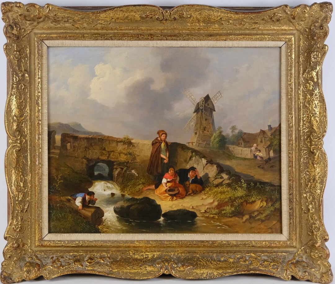 Original Dutch 19th Century Oil on Canvas Paintings, Children by the