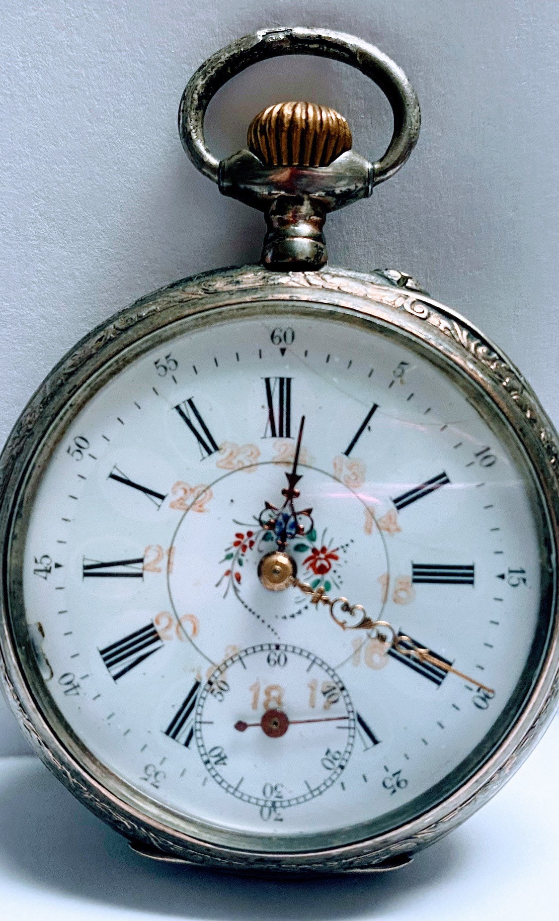 Orologio da tasca remontoir cylindre 10 rubis argento clearance
