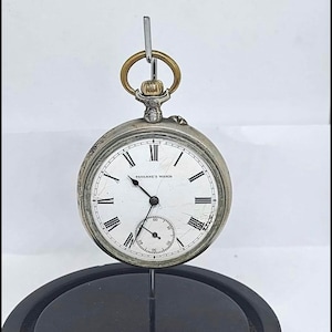 Tavannes watch, Swiss working silver pocket watch, silver pocket watch, Francois Borgel case, men’s pocket watch, personalized gift