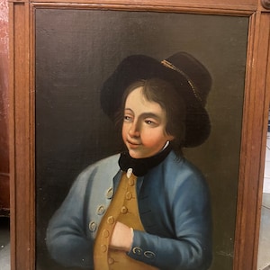 Beautiful Valuable Baroque man portrait painting, 18th Century Antique oil on canvas, Austrian Hungarian Empire
