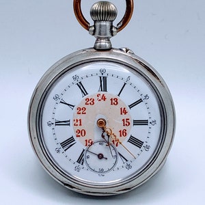 Working ! Antique Silver 0.800 Pocket Watch, Mechanical Pocket Watch, Cylindre 8 Rubis, Hand winding, Personalized gift