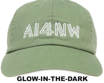 Glow in the Dark embroidered Ham Radio Call sign cotton Hat: Choice of cotton cap color. Unique amateur radio gifts.