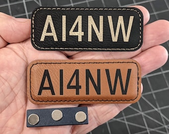 Custom Ham Radio Callsign Magnetic Badge - Leatherette Amateur Radio Gift