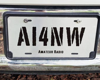 Personalized Ham Radio Call Sign License Plate – Decorative Aluminum Vanity Plate – Amateur Radio Gift