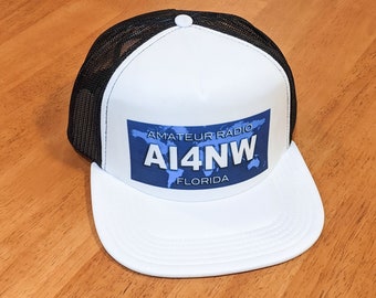 thumbnail image 2 of Personalized Ham Radio Call Sign & Name Embroidered Flexfit Hat – Black, 6-Panel 2 of 5