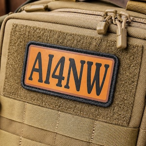 Large Leather Ham Radio Callsign Patch 4x2 – Custom Amateur Radio Name Tag, Hook Back Gear Patch, Go Bag ID