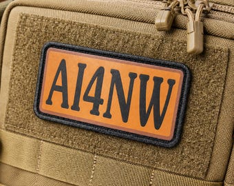Large Leather Ham Radio Callsign Patch 4x2 – Custom Amateur Radio Name Tag, Hook Back Gear Patch, Go Bag ID