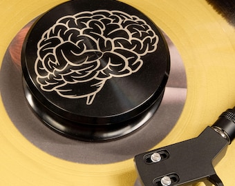 Brain Vinyl Record Weight Stabilizer – Engraved Aluminum Turntable Weight – Music Lover Gift