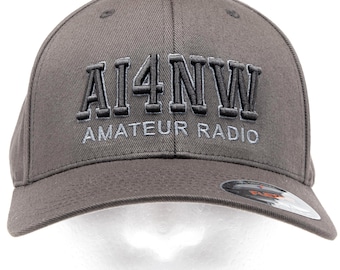 3D Embroidered Flexfit Ham Radio Call Sign Hat – Raised Lettering Operator Cap | Personalized Amateur Radio & GMRS Gift
