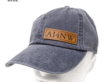 Personalized Ham Radio Field Cap – Custom Call Sign Hat with Leather Patch – Vintage Amateur Radio Operator Gift
