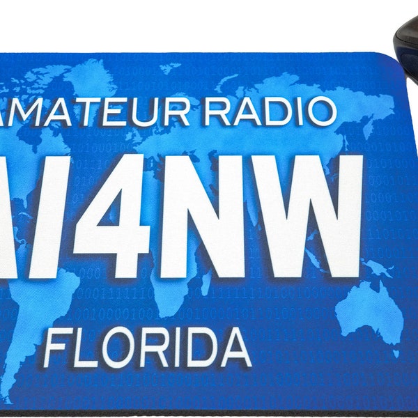 Ham Radio personalized custom mouse pad. Unique personalized amateur radio callsign ham radio gift. Quality .25" thick 9.25"x7.75"