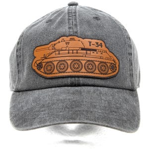 RC Tank Hat – Sherman, Tiger, Abrams or T-34 Leather Patch Cap – Military Armor Dad Hat for Model Tank Fans