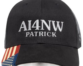 American Flag Ham Radio Call Sign Hat – Structured Embroidered Amateur Radio Cap