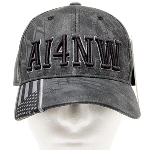 Ham radio Call sign hat for the amateur radio or GMRS operator. Black Kryptek pattern custom text hat.