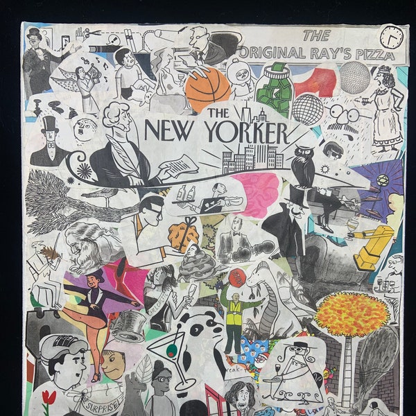 Handmade New Yorker Collage Featuring Dozens of Individual Cartoons