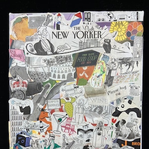 Handmade New Yorker Collage Featuring Dozens of Individual Cartoons