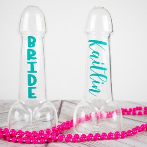 Penis Drinking Glass | Personalized Bachelorette Party Favors | Custom Gift for Bride or Bridesmaids | Hen Party Willy Shot Glass