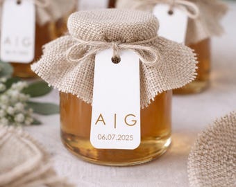 Gold Foil Monogram Favor Tags | Elegant Couple Initial Wedding Gift Tags with Event Date