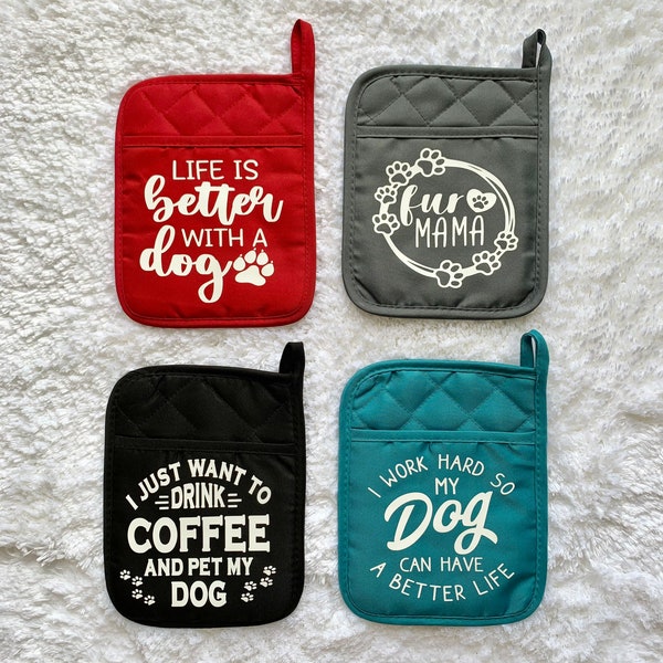 Dog lover pot holders; Gift idea; Gift for Friend; cheap gift; dog lover; cooking oven mitts; cheap birthday gift; cute gift for mom