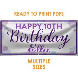 CUSTOMIZED Happy Birthday Party Polk-A-Dots Banner, High Quality Digital Download, PDF, Banner, Birthday Banner Multiple Sizes