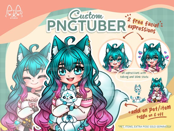 Custom Reactive PNGTuber, VTuber for Twitch, YouTube, Discord, Fugi, Streaming