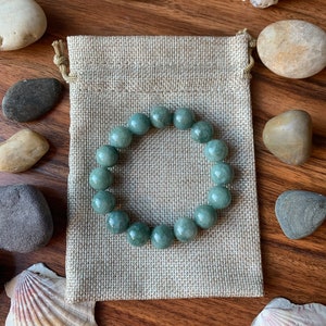 Burmese Jade Crystal Bead Bracelet - Myanmar (Origin) for Protection, Harmony, and Wisdom