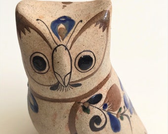 Vintage Tonala Mexico owl figurine, Mexican pottery, sandstone