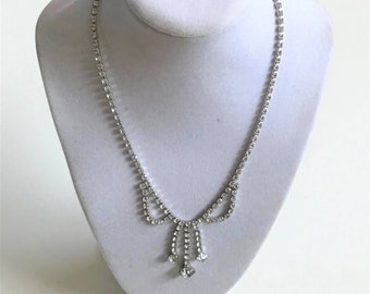 Early SHERMAN rhinestone necklace, vintage Sherman jewelry