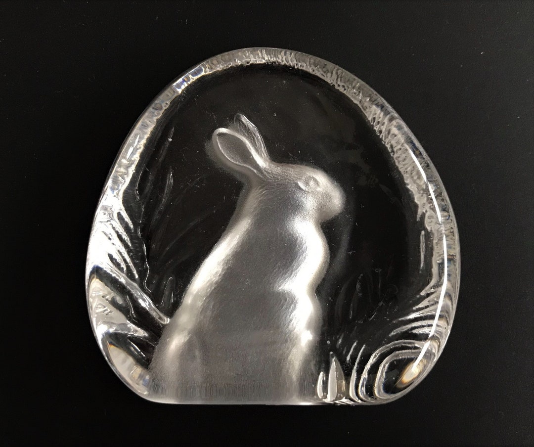 Lead Crystal Rabbit Vintage Crystal Rabbit Frosted Glass Paperweight, Zajecar Lead Crystal ...