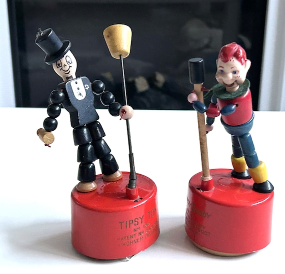 Vintage Lot Howdy Doody No 180 and Tipsy Tom No 132 Push Button