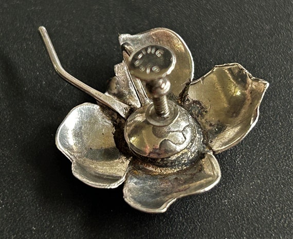 Vintage Sterling silver Gull Craft floral brooch … - image 5