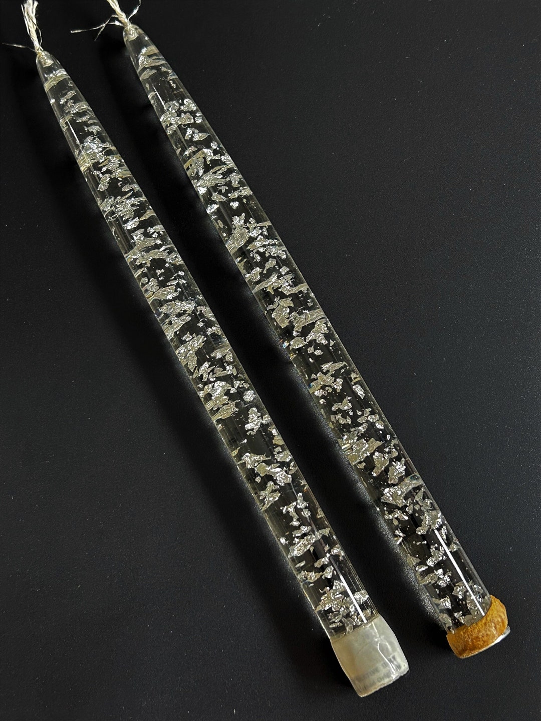 Vintage Clear Lucite Candles Silver Foil Lucite MCM Décor Etsy