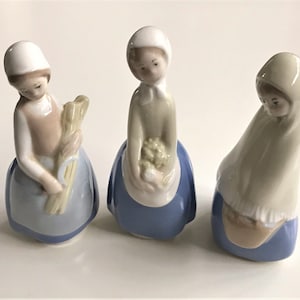 Lotto vintage di figurine in porcellana Rex Valencia, stile Lladro, realizzate a mano in Spagna
