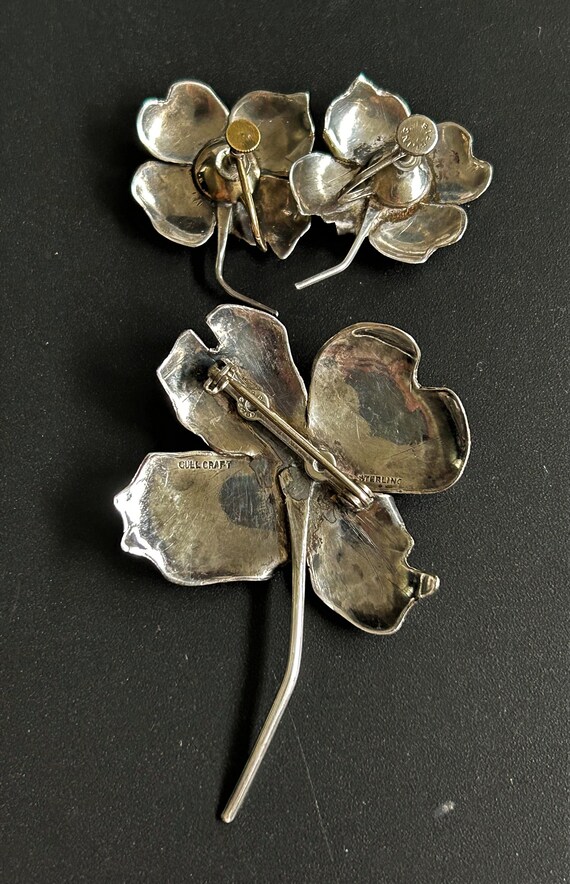 Vintage Sterling silver Gull Craft floral brooch … - image 4