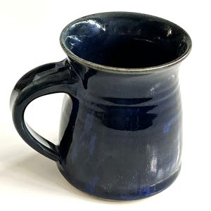 Small Studio art pottery mug with cobalt glaze, artist signed "Barb", coffee cup