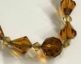 Art Deco glazen ketting, antieke glazen sieraden, oranje Tsjechisch glas, vintage bruiloft