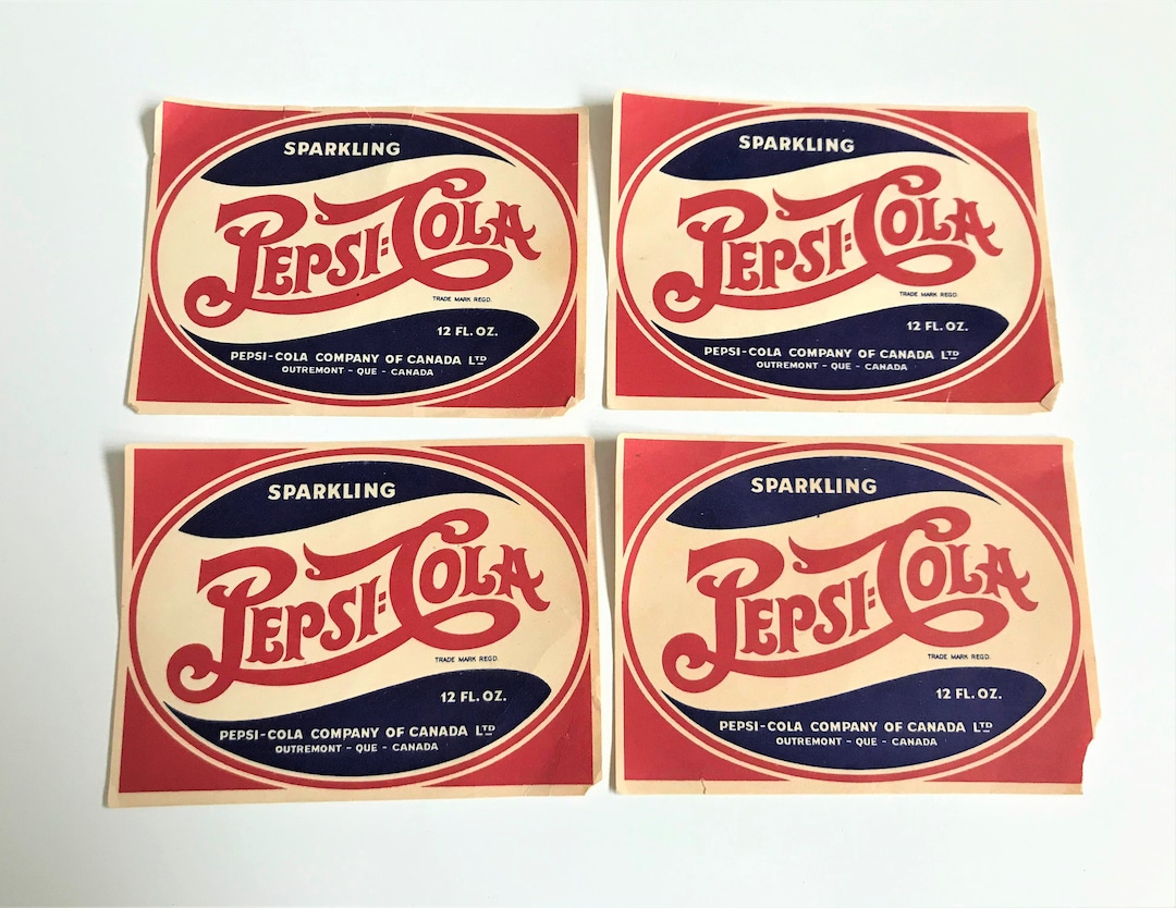 1940s Pepsi:cola Double Dot Labels, Red and Blue, Vintage Lot