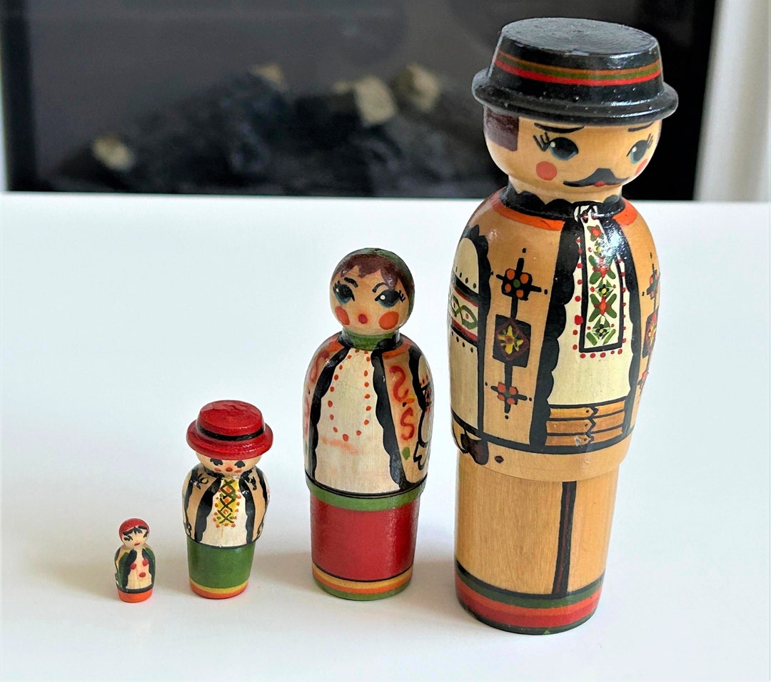 Vintage Ukrainian Nesting Dolls Hutsul Family Dolls Turned Etsy