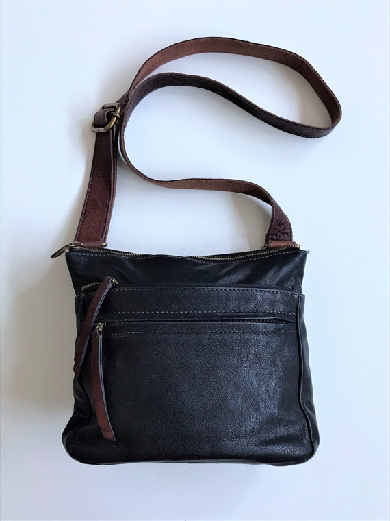 Small Fossil Black Leather Crossbody Vintage Shoulder Bag - Etsy