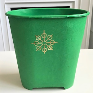 1960s atomic starburst Kelly green garbage can, mid century waste paper bin, vintage storage, MCM décor