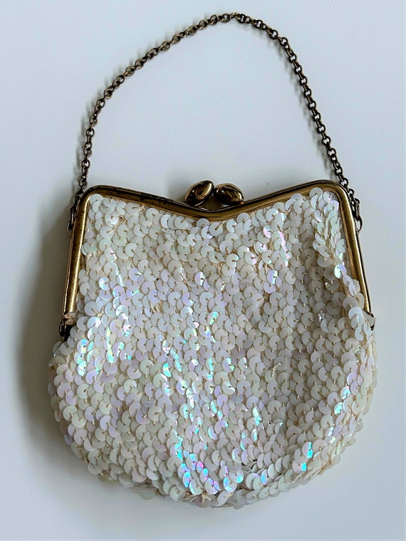 Silver Beaded Sequin Clutch Purse Sparkly Evening Bags with Zip | Baginning